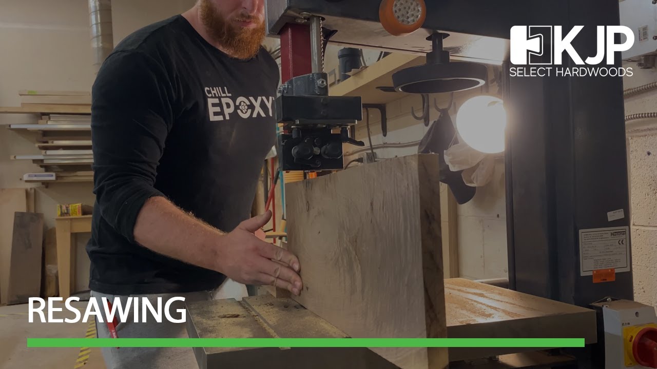 Load video: An example of a woodworker resawing wood.