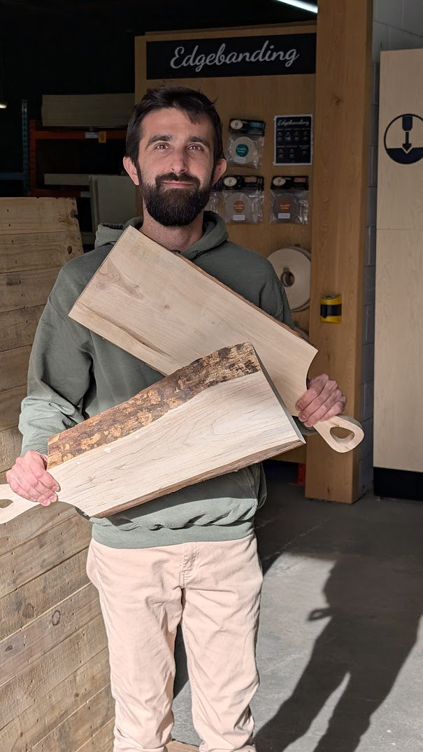 Live Edge Charcuterie Board with Classic Handle - Maple