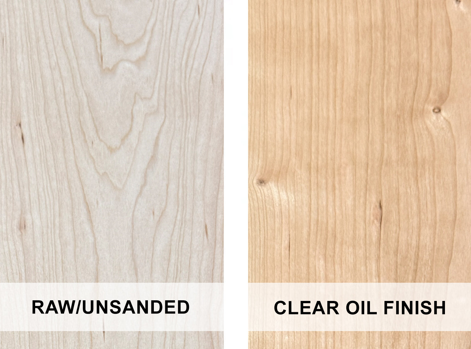 Cherry - example of raw wood and with a clear oil finish