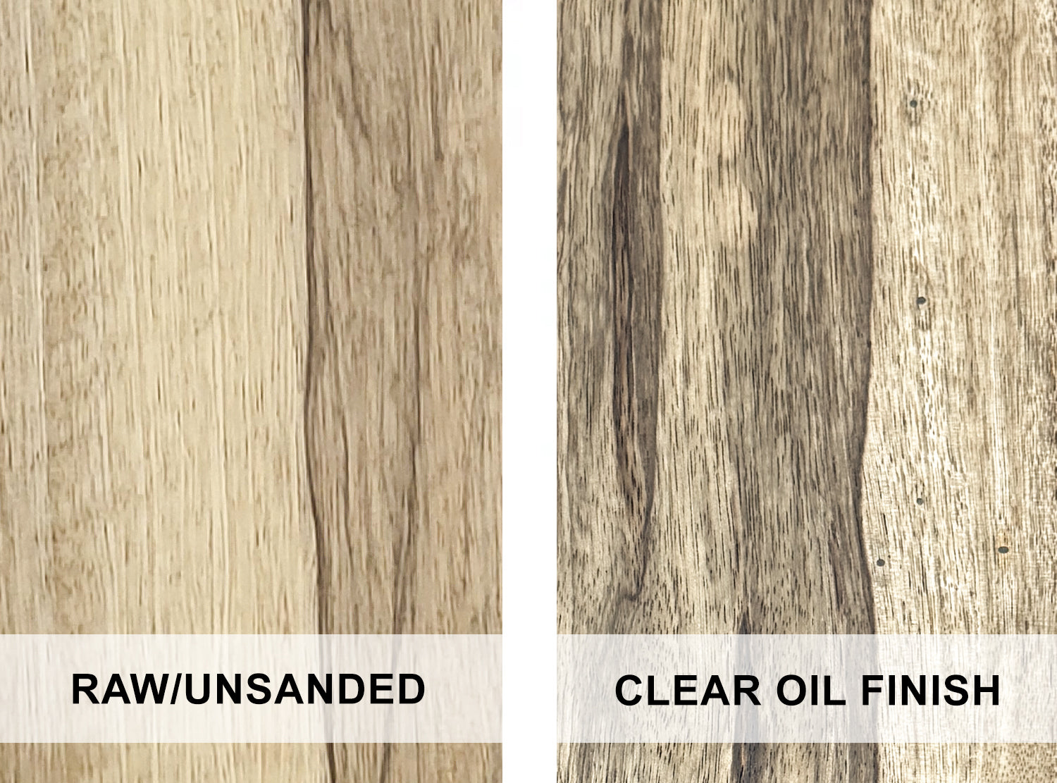 Limba  - example of raw wood and with a clear oil finish