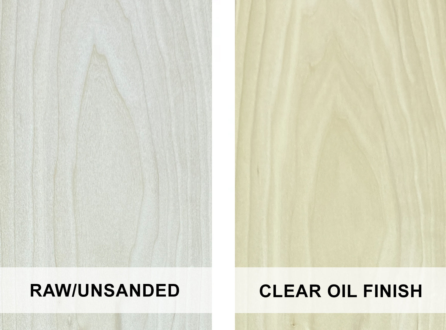 Poplar - example of raw wood and with a clear oil finish