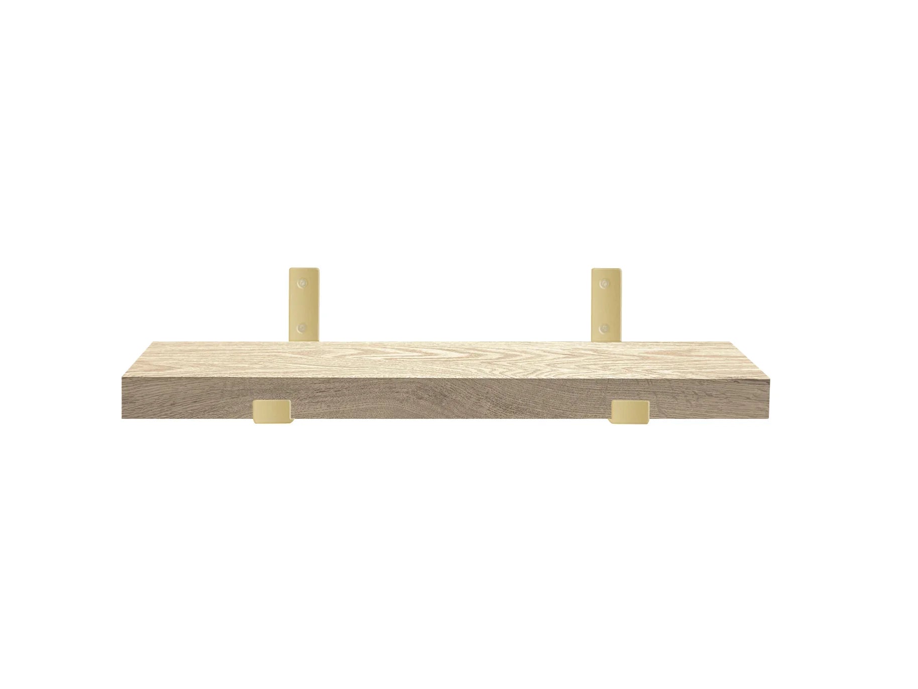 Red Oak shelf with gold brackets