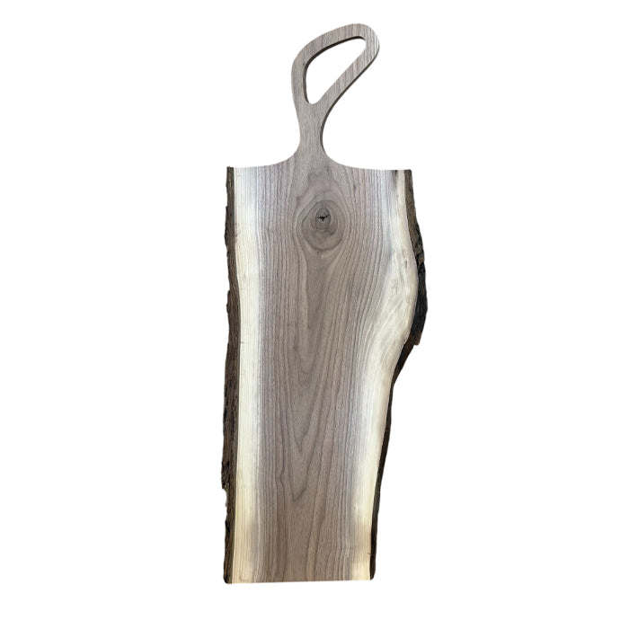 Live Edge Charcuterie Board with Oblong Handle - Walnut