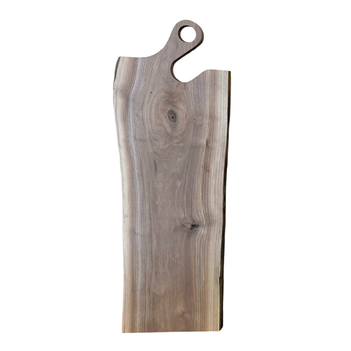 Live Edge Charcuterie Board with Small Round Handle - Walnut