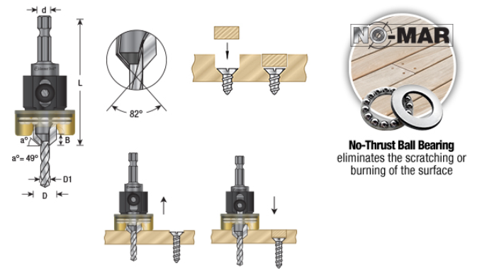 Amana - Drill Bit with Countersink and Depth Stop