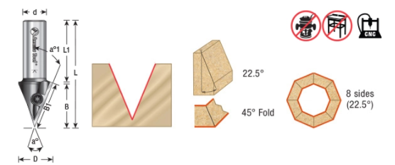 Amana - RC-1045 - 45° Insert V-Groove