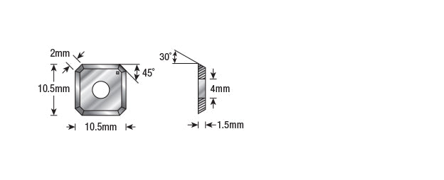 Amana - RCK-453 - Carbide Insert with 45° corners (10.5x10.5x1.5mm)