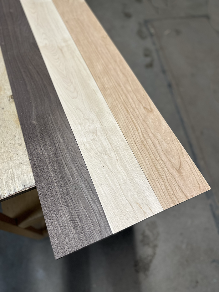 dressed walnut, maple, and cherry