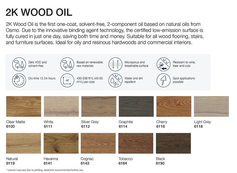 Osmo 2K Wood Oil colours